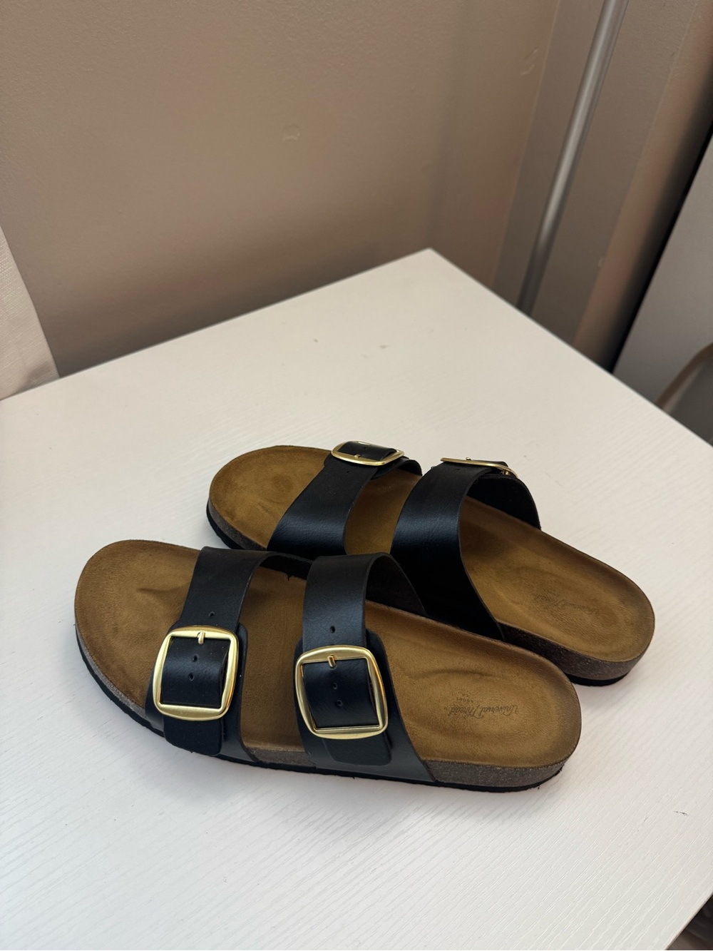 Universal Thread Black Double-Buckle Slide Sandals